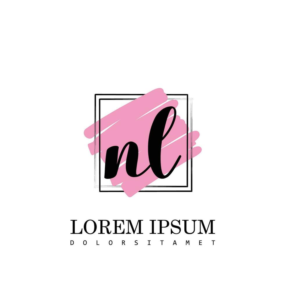 NL Initial Letter handwriting logo with square brush template vector