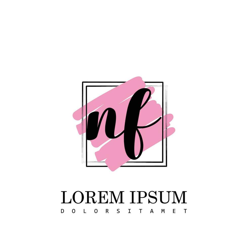 NF Initial Letter handwriting logo with square brush template vector