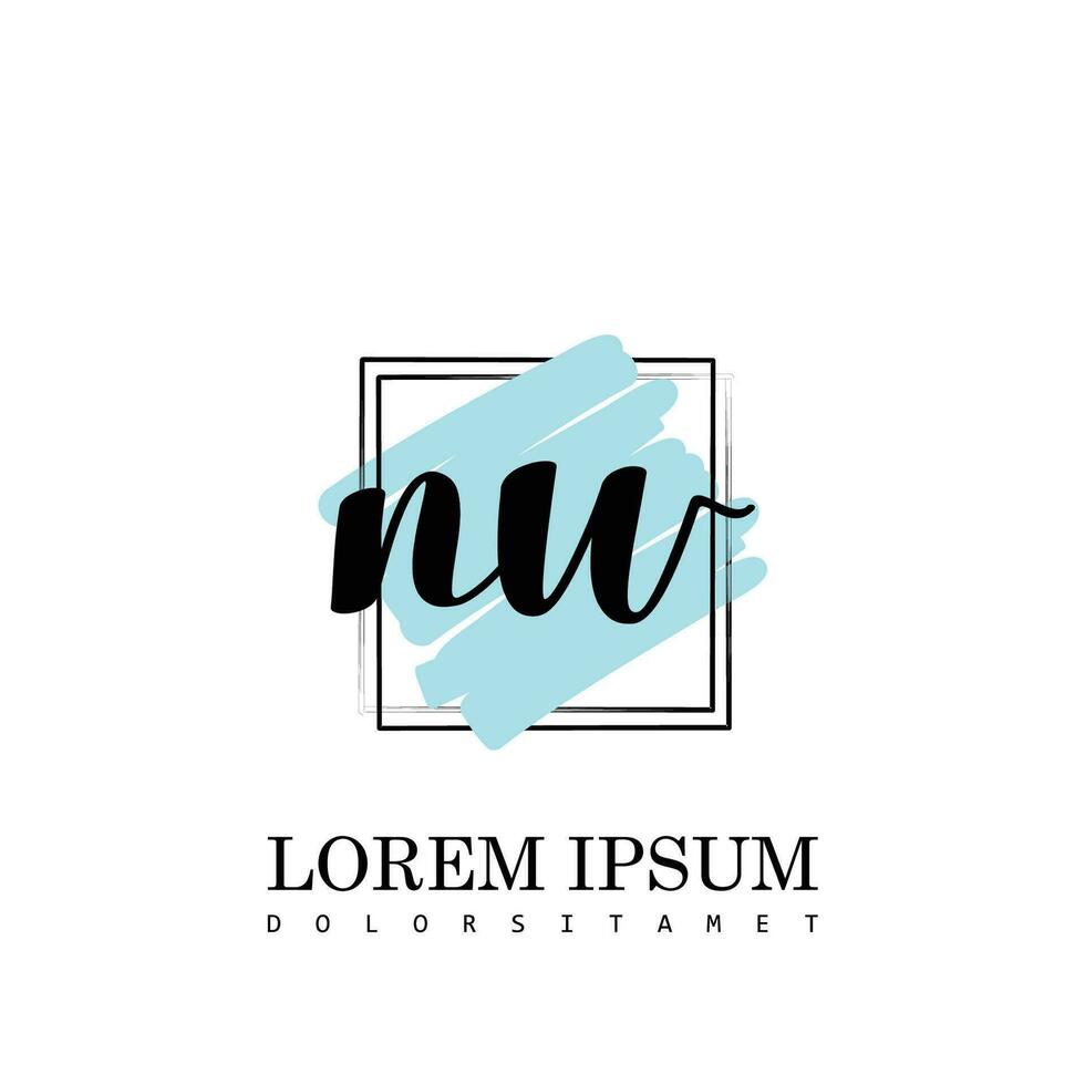 NW Initial Letter handwriting logo with square brush template vector