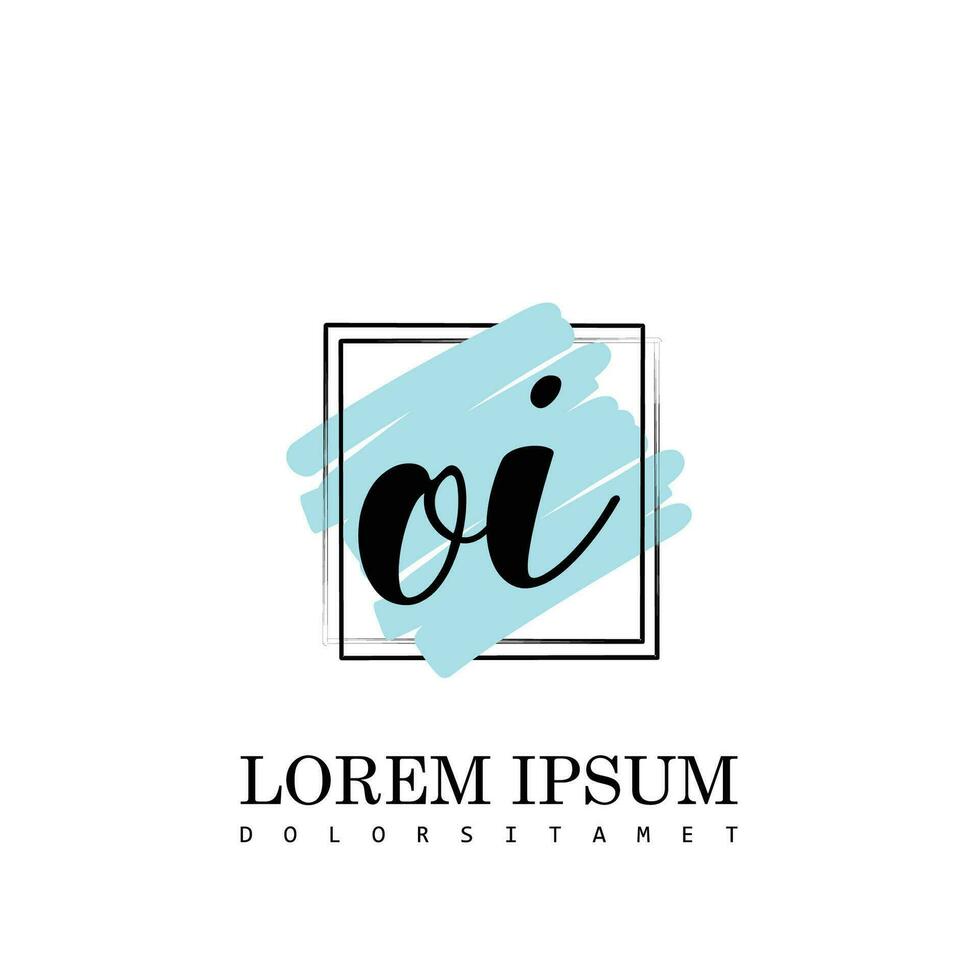 OI Initial Letter handwriting logo with square brush template vector
