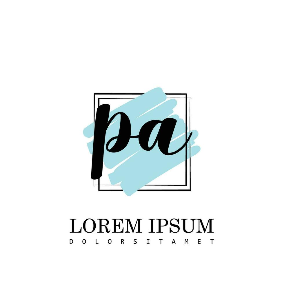 PA Initial Letter handwriting logo with square brush template vector