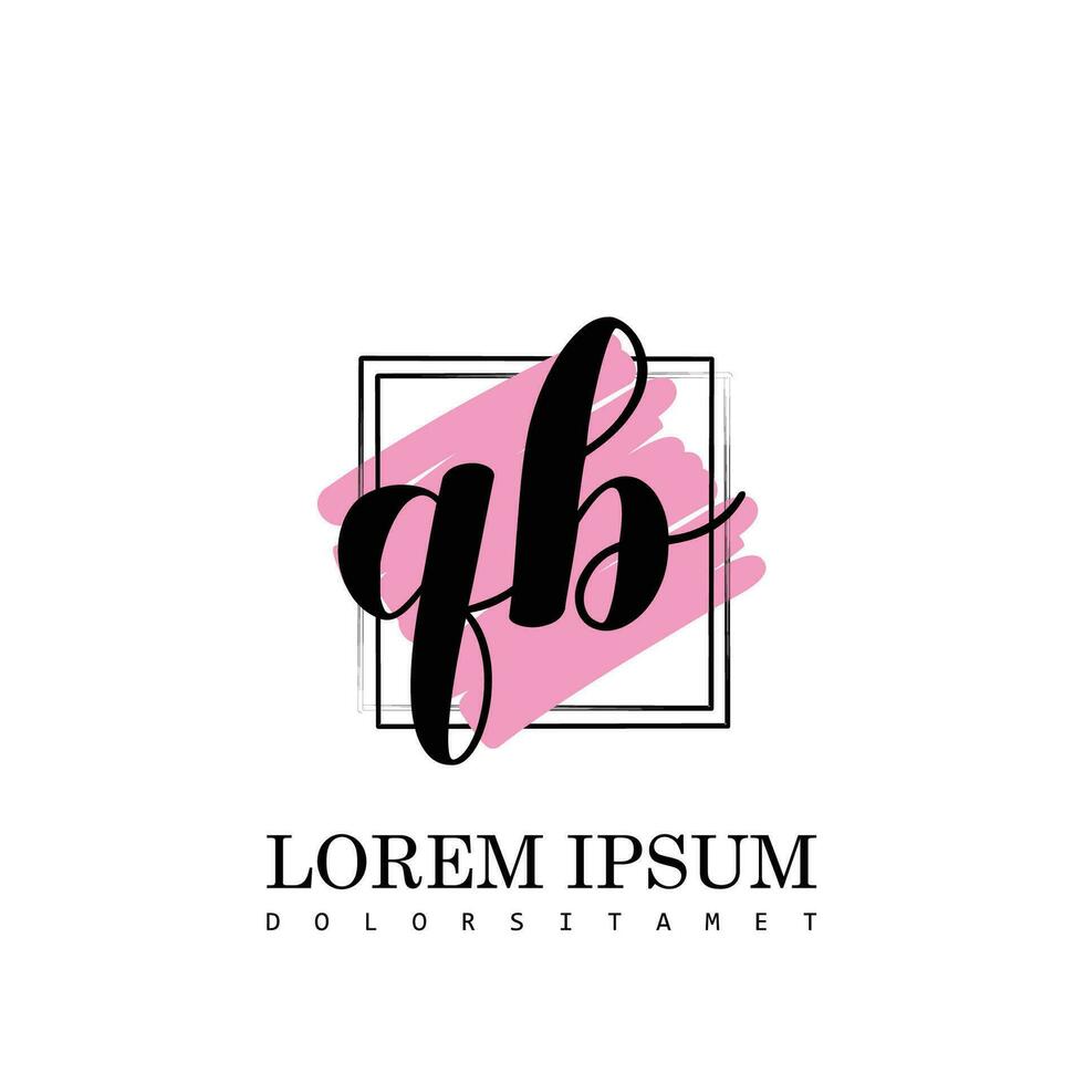 QB Initial Letter handwriting logo with square brush template vector