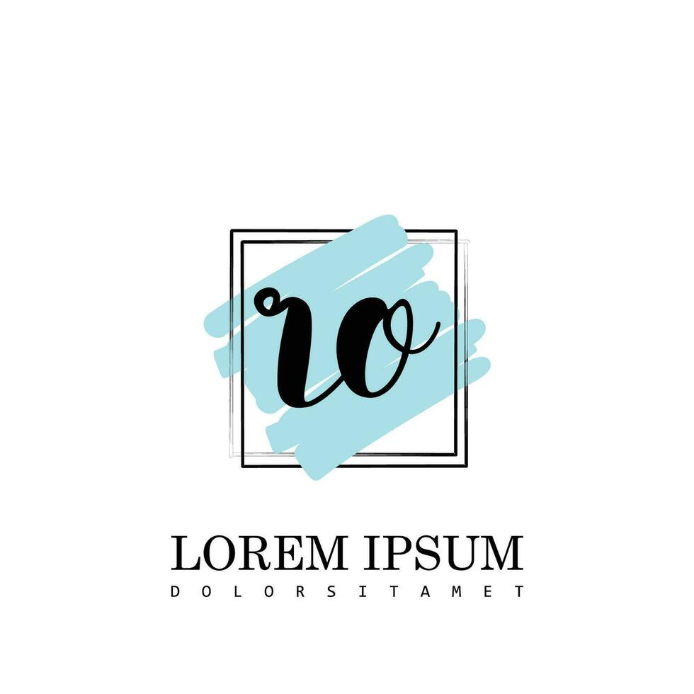 RO Initial Letter handwriting logo with square brush template vector