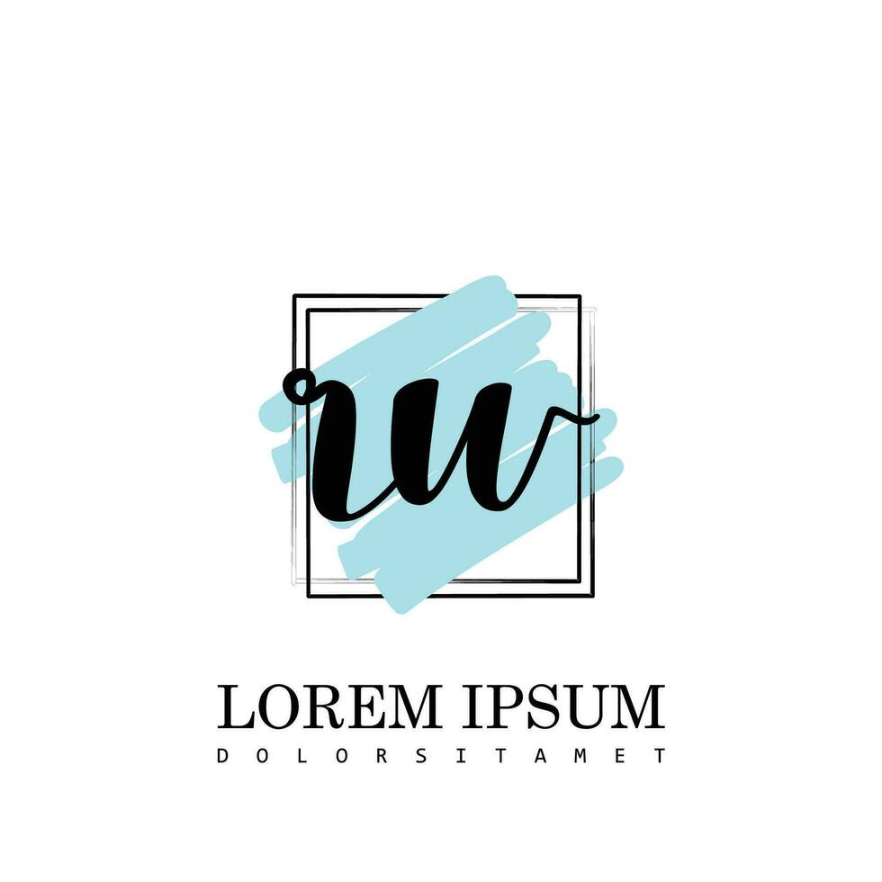 RW Initial Letter handwriting logo with square brush template vector