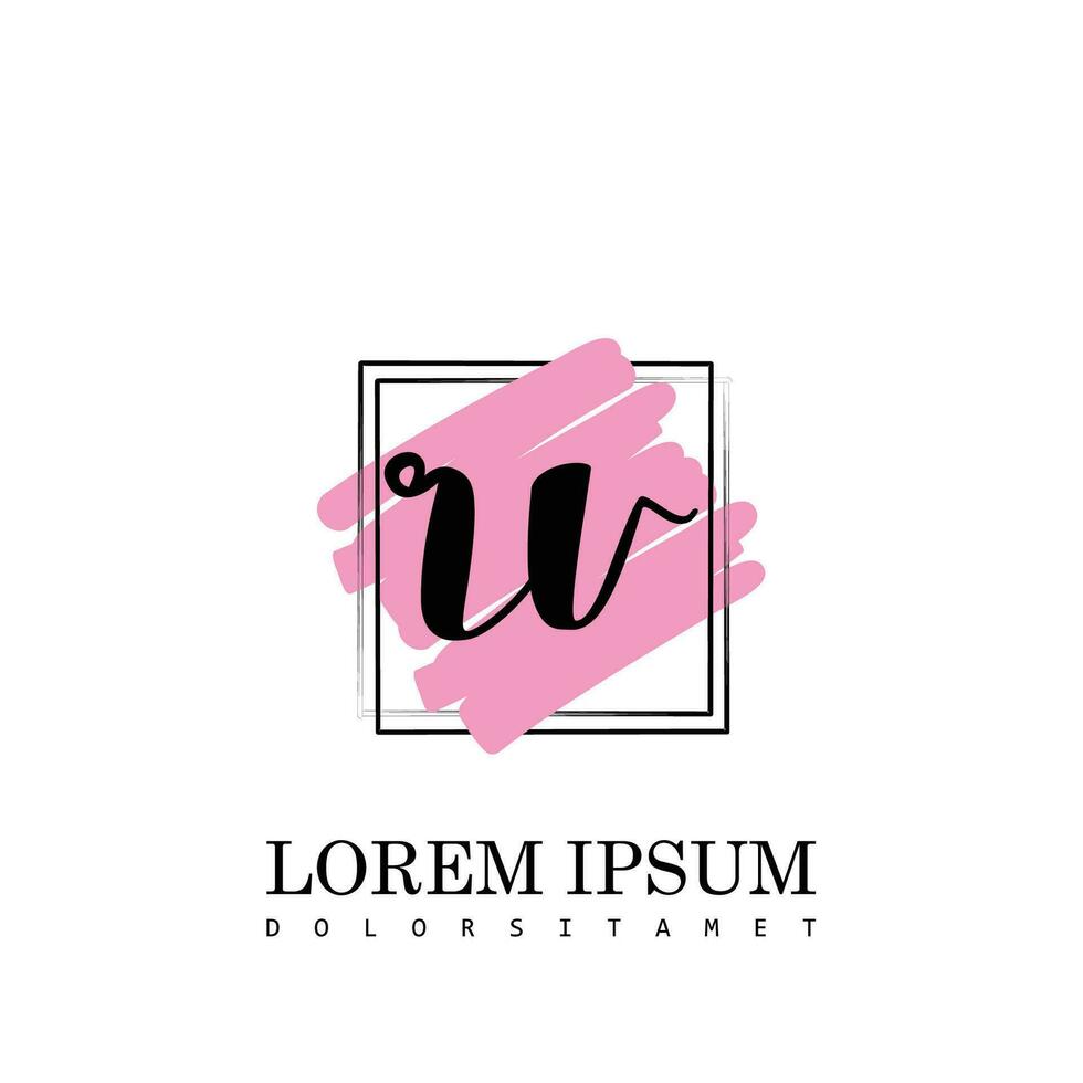 RV Initial Letter handwriting logo with square brush template vector