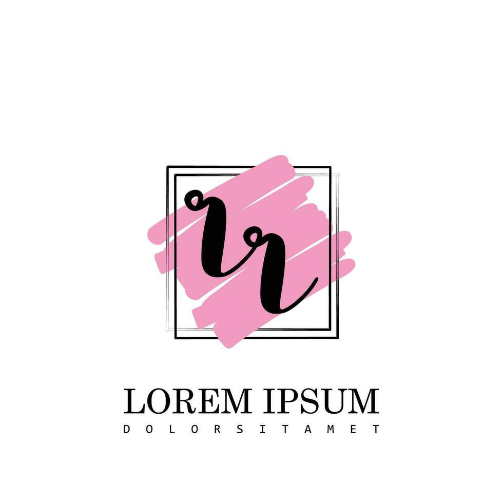 RR Initial Letter handwriting logo with square brush template vector