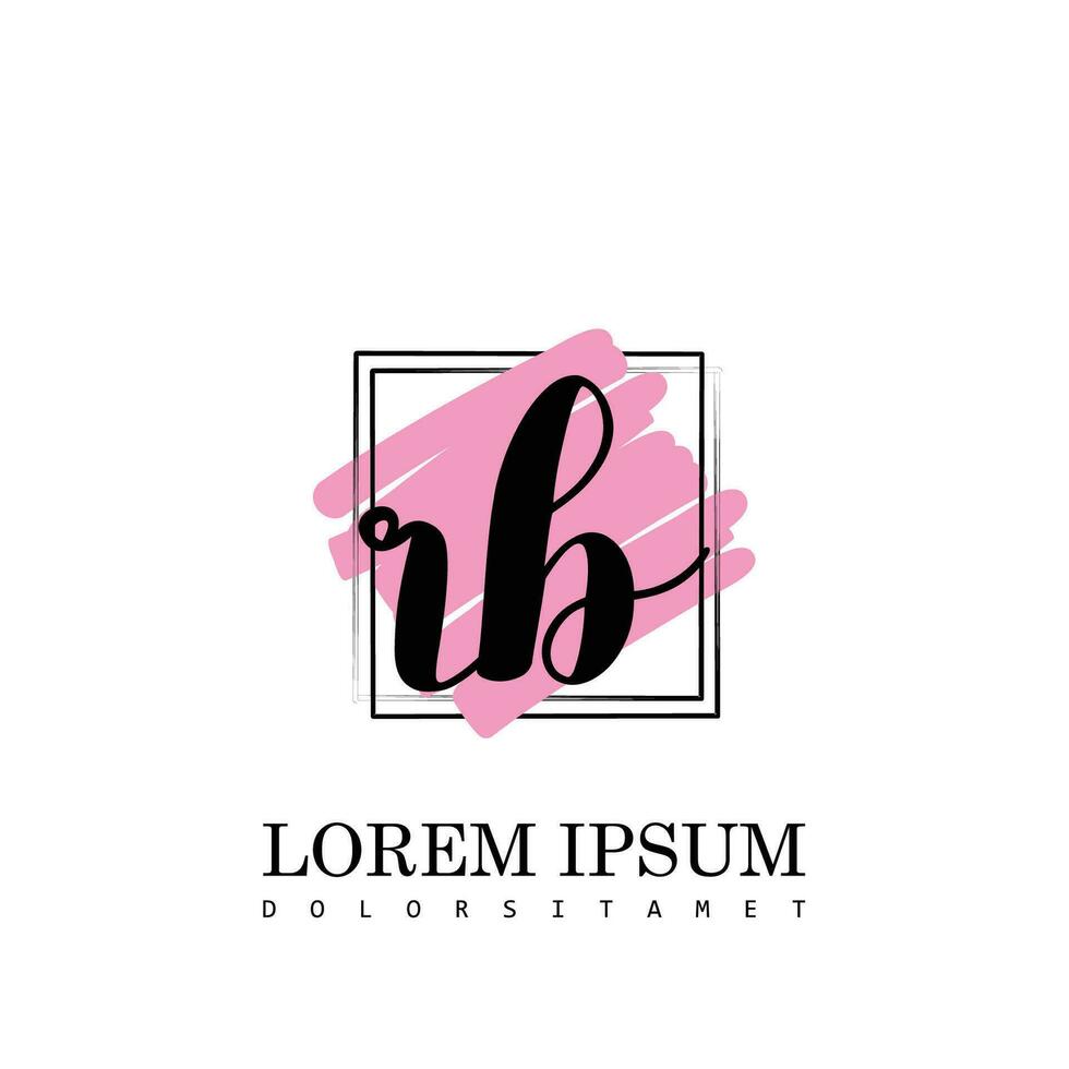 RB Initial Letter handwriting logo with square brush template vector