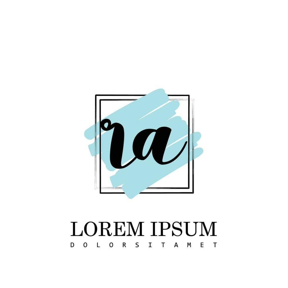 RA Initial Letter handwriting logo with square brush template vector