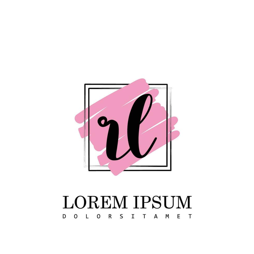 RL Initial Letter handwriting logo with square brush template vector