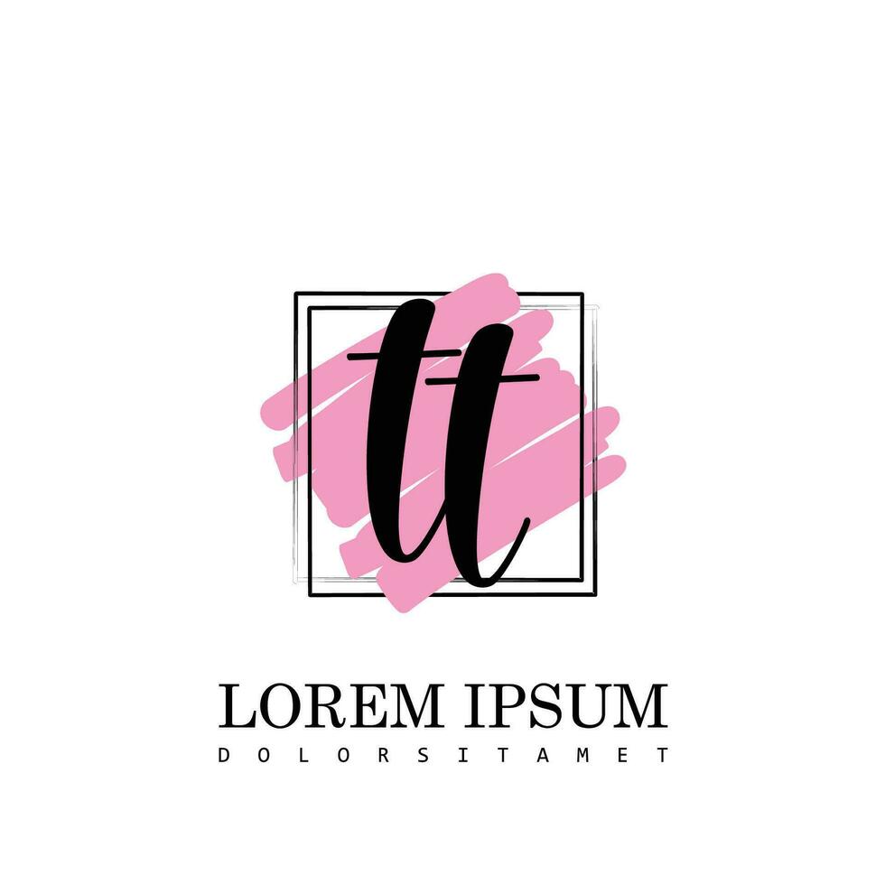 TT Initial Letter handwriting logo with square brush template vector
