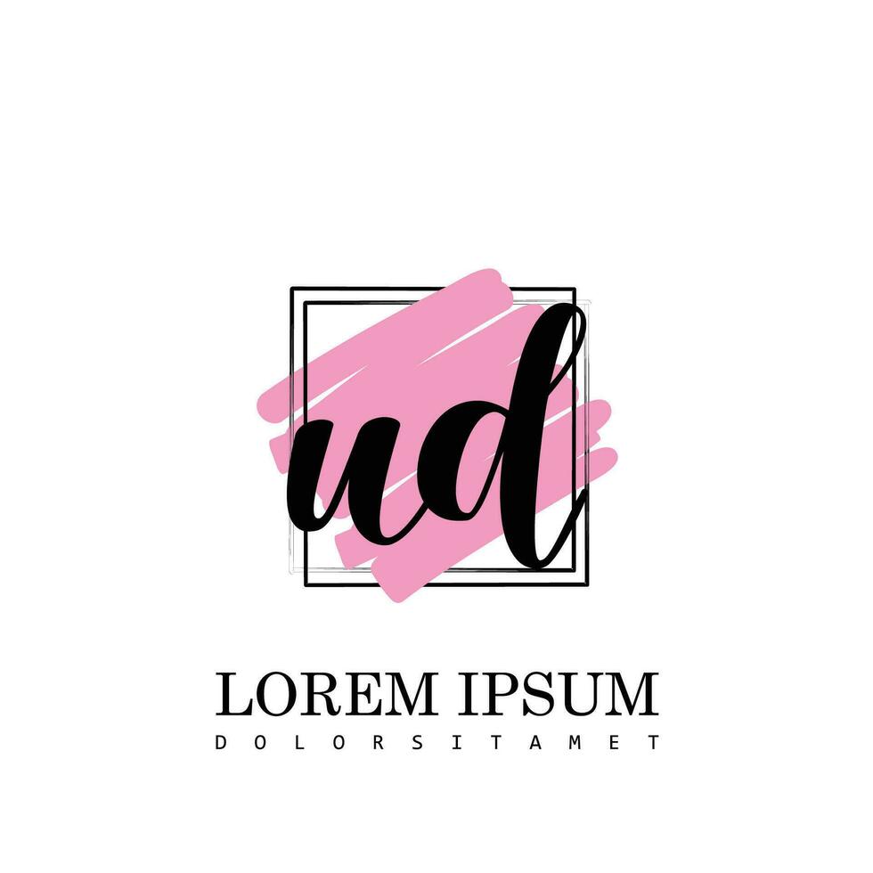 UD Initial Letter handwriting logo with square brush template vector