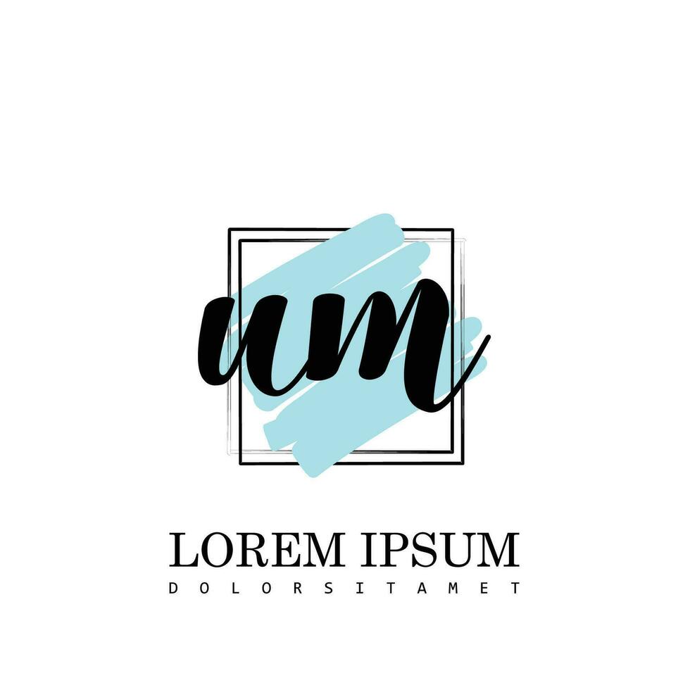 UM Initial Letter handwriting logo with square brush template vector