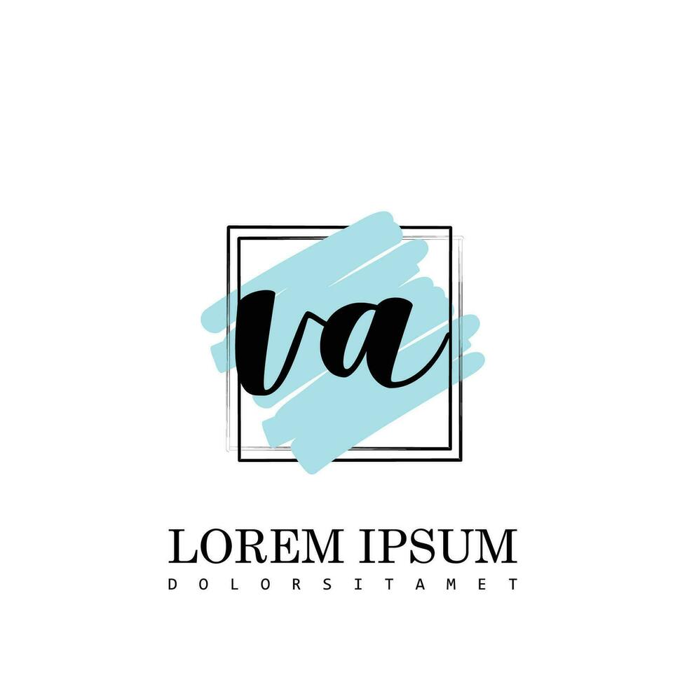 VA Initial Letter handwriting logo with square brush template vector