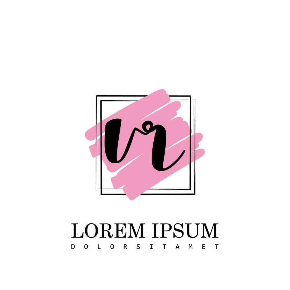 VR Initial Letter handwriting logo with square brush template vector