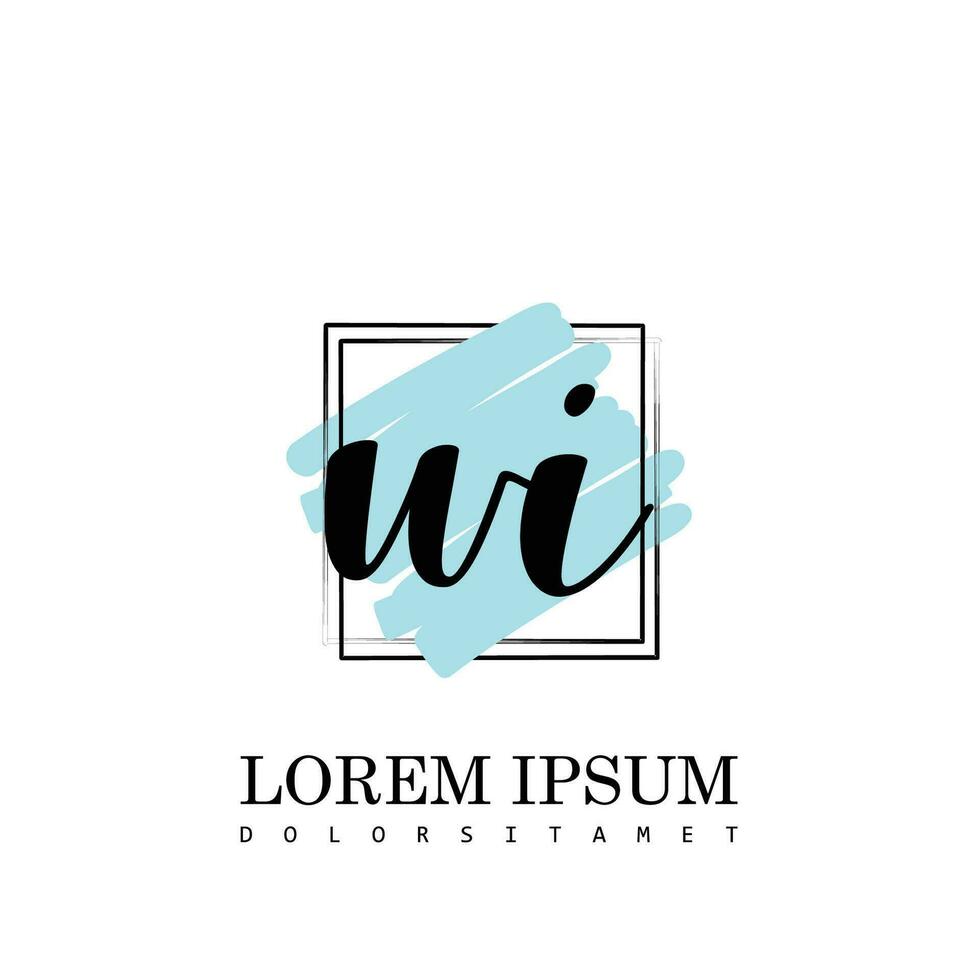 WI Initial Letter handwriting logo with square brush template vector