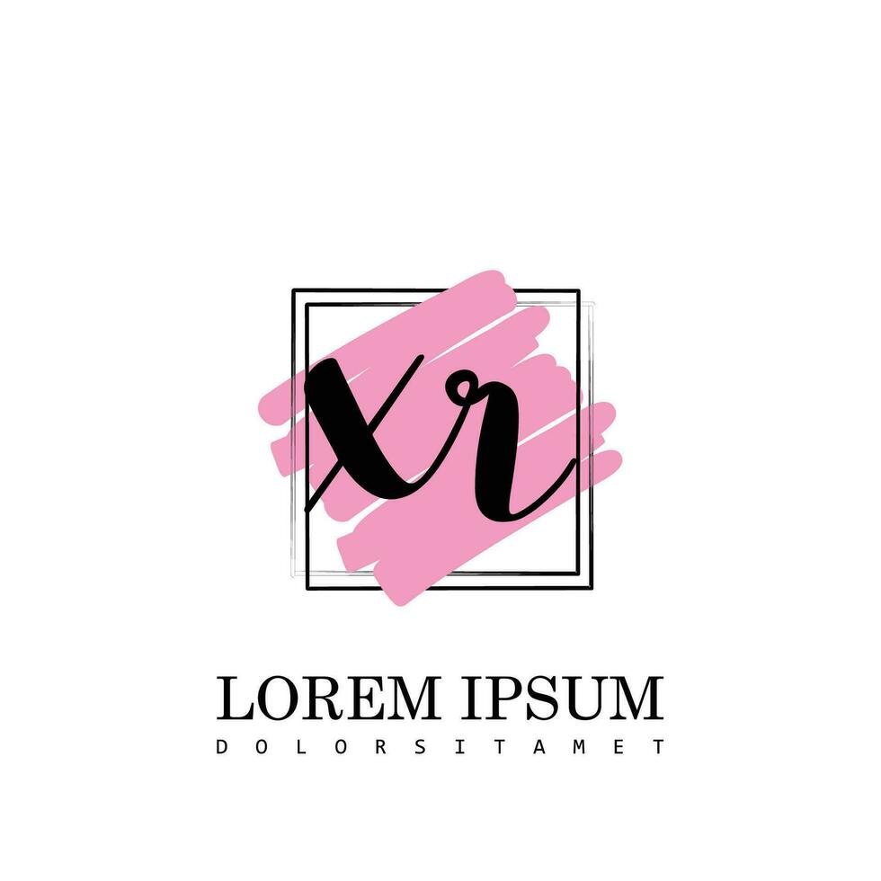 XR Initial Letter handwriting logo with square brush template vector