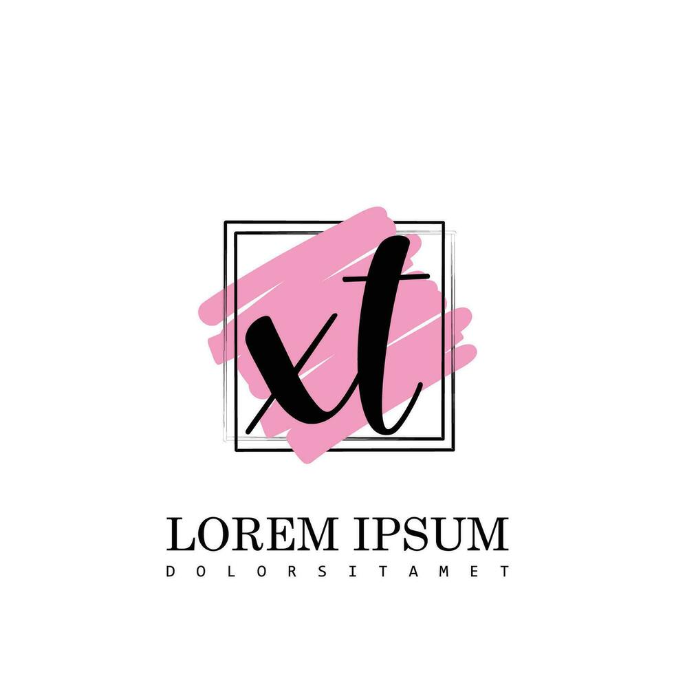 XT Initial Letter handwriting logo with square brush template vector