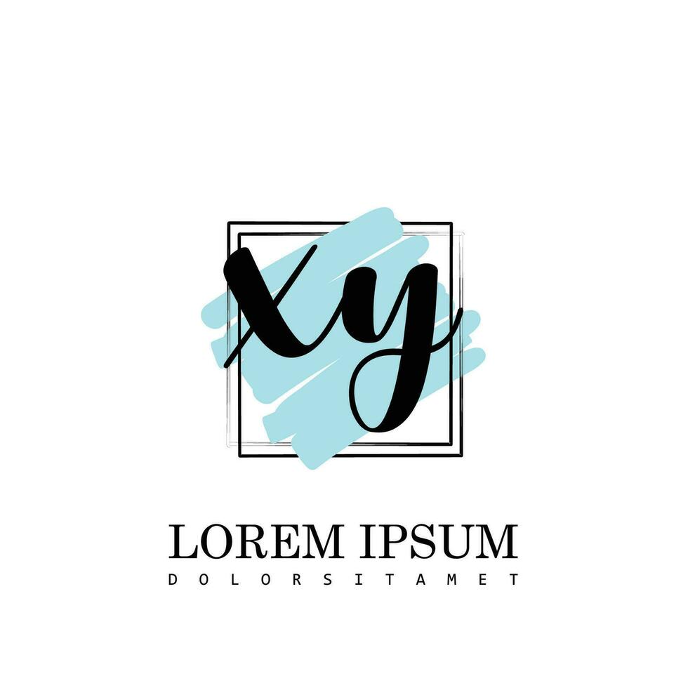XY Initial Letter handwriting logo with square brush template vector