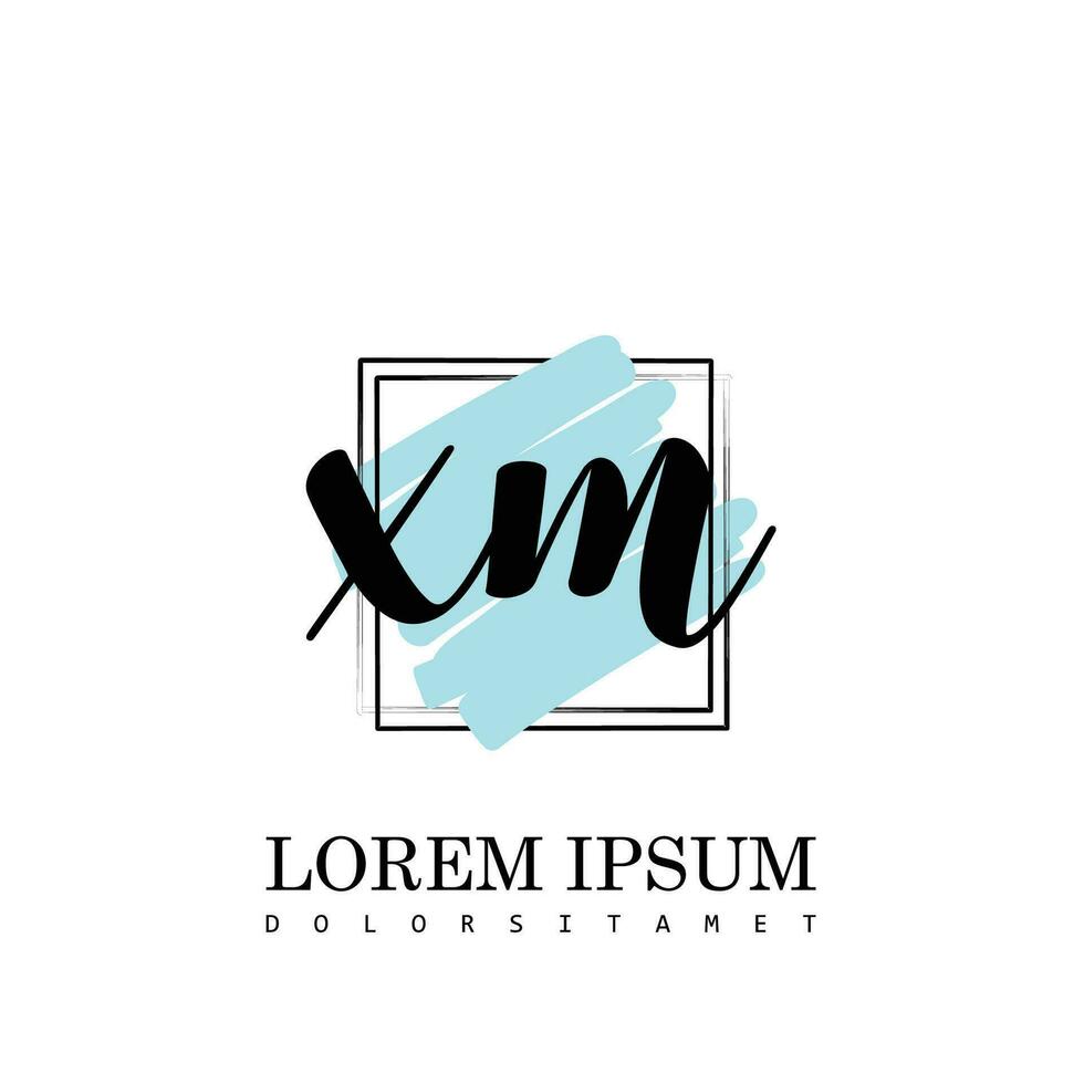 XM Initial Letter handwriting logo with square brush template vector