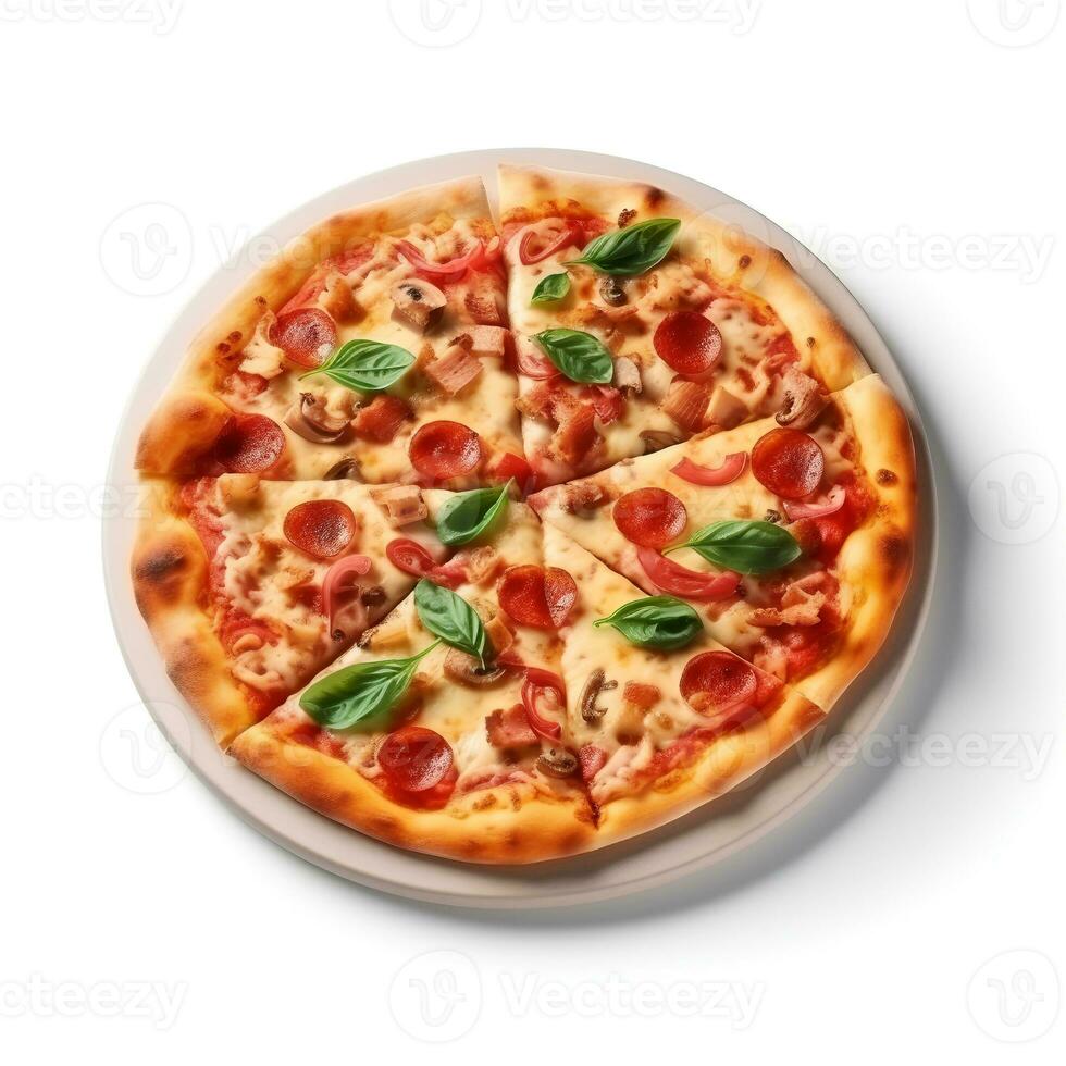 Food photography of Pizza isolated on white background. Generative AI photo
