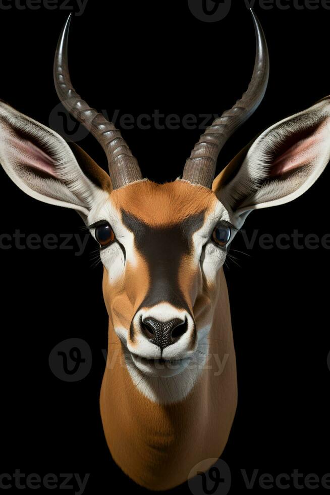 Photo of Springbok on black background. Generative AI