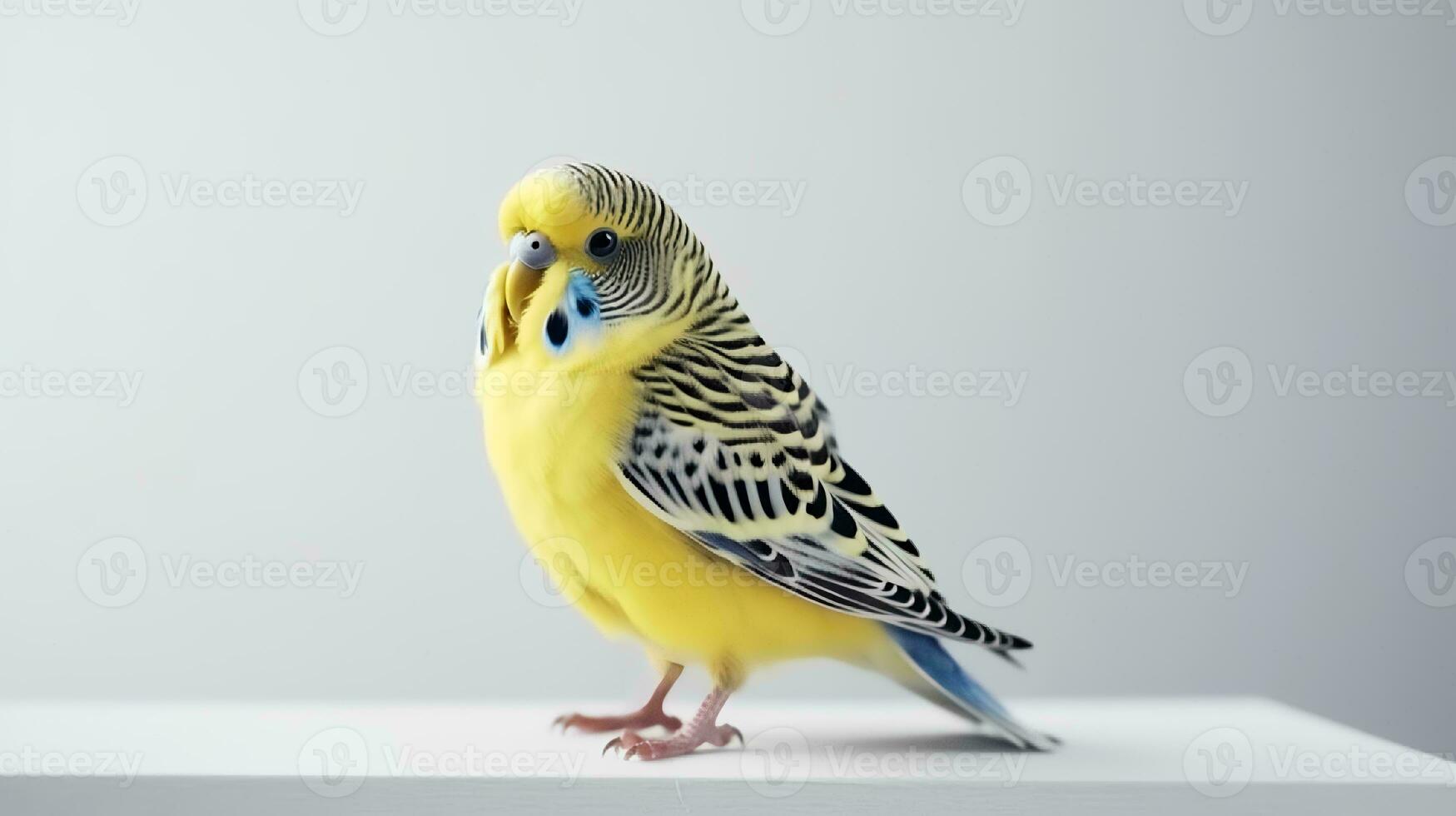 Photo of a Budgie bird on white background. Generative AI