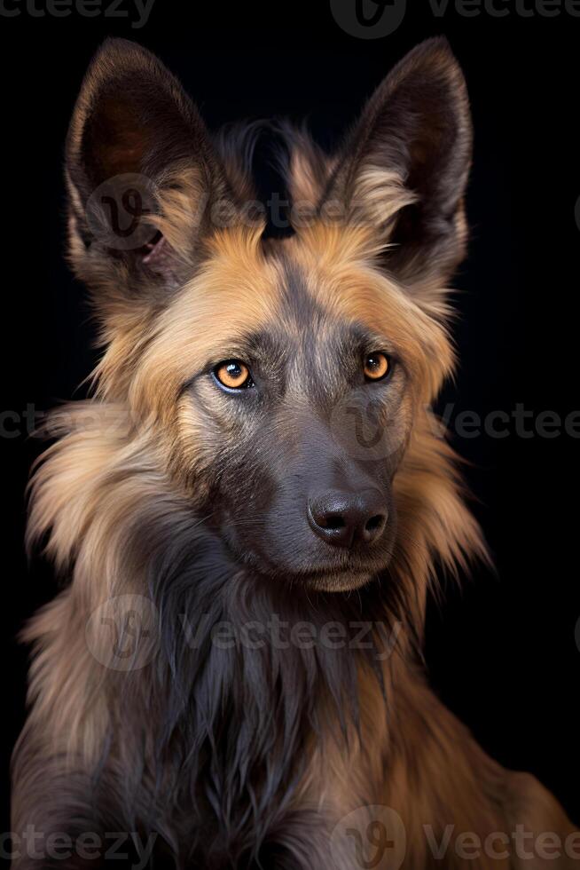 Photo of Jackal on black background. Generative AI