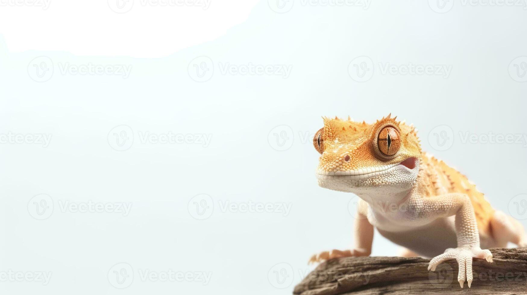 Photo of a crested gecko on white background. Generative AI