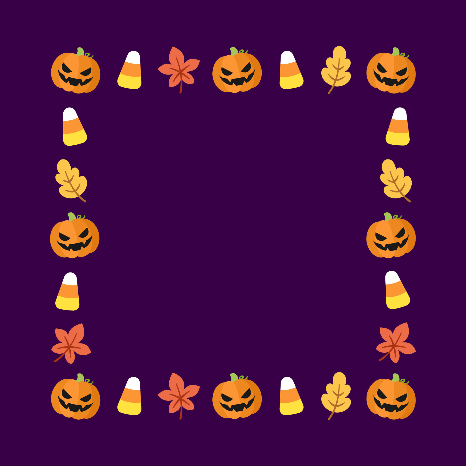 Cute Halloween card template. Square Halloween frame border design with