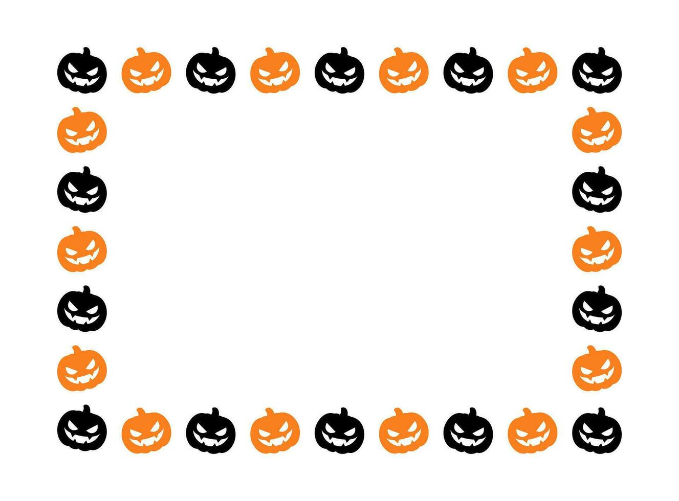 Rectangle Jack O Lantern Pumpkin Halloween Frame Border Silhouette. Social Media Post Card Template Vector Illustration.