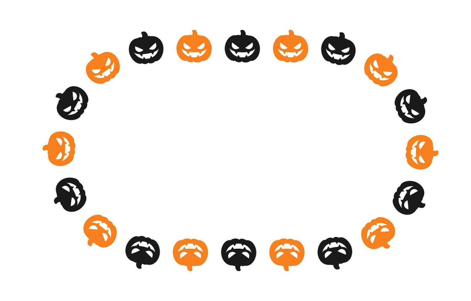 Oval Jack O Lantern Pumpkin Halloween Frame Border Silhouette. Social