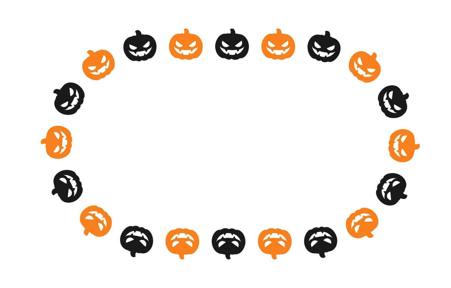 Oval Jack O Lantern Pumpkin Halloween Frame Border Silhouette. Social Media Post Card Template Vector Illustration.