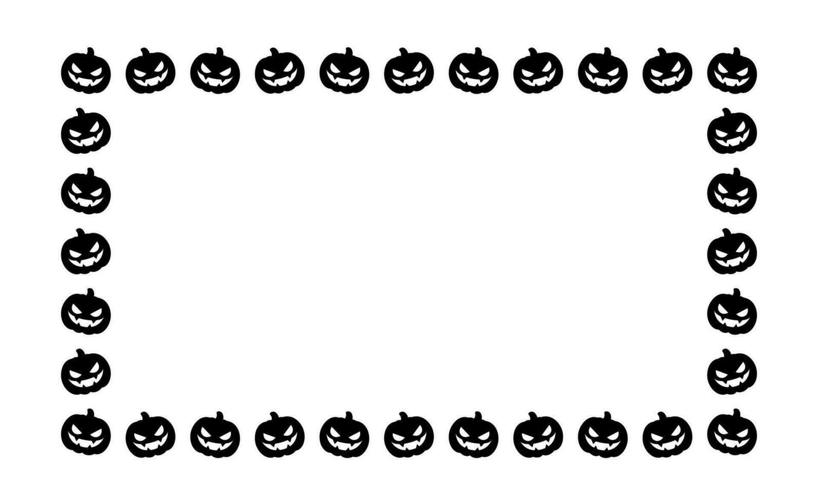 Rectangle Jack O Lantern Pumpkin Halloween Frame Border Silhouette. Social Media Post Card Template Vector Illustration.