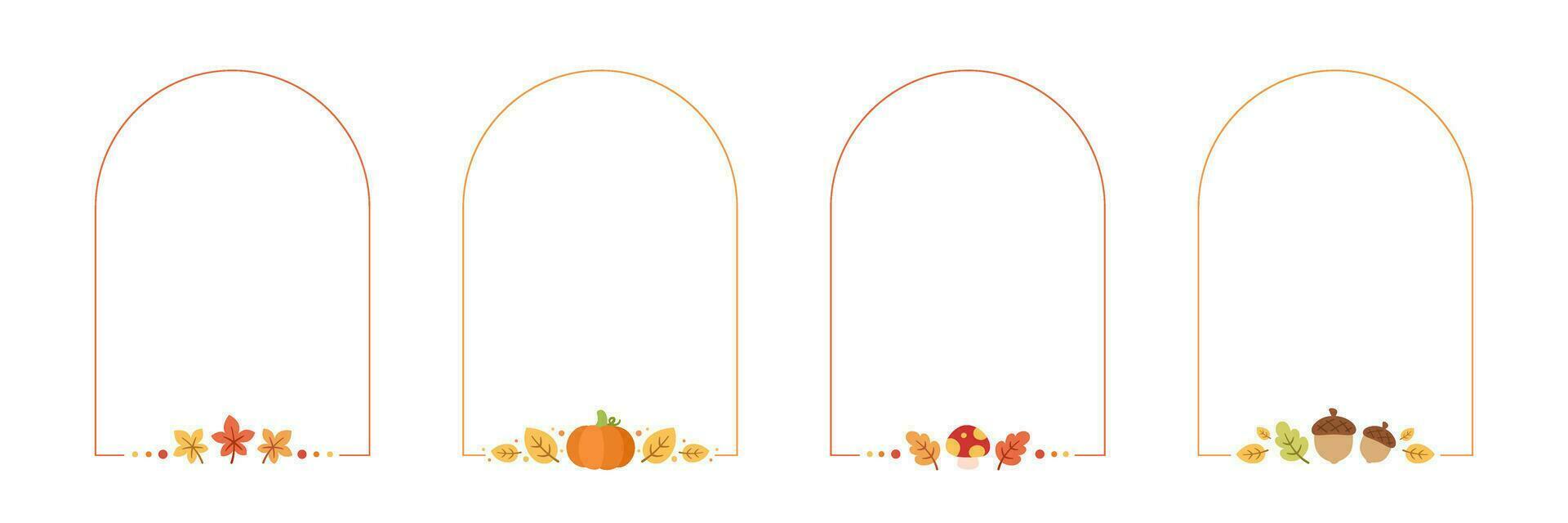 Vertical Autumn Frame Border Set. Halloween, Fall and Thanksgiving Template. Can be used for shopping sale, promo poster, banner, etc. Vector illustration
