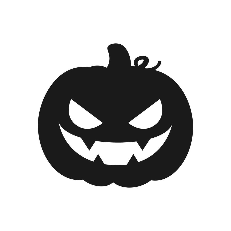 Jack O Lantern Pumpkin silhouette icon, simple flat vector sign. Halloween Trick or Treat holiday symbol, logo illustration.