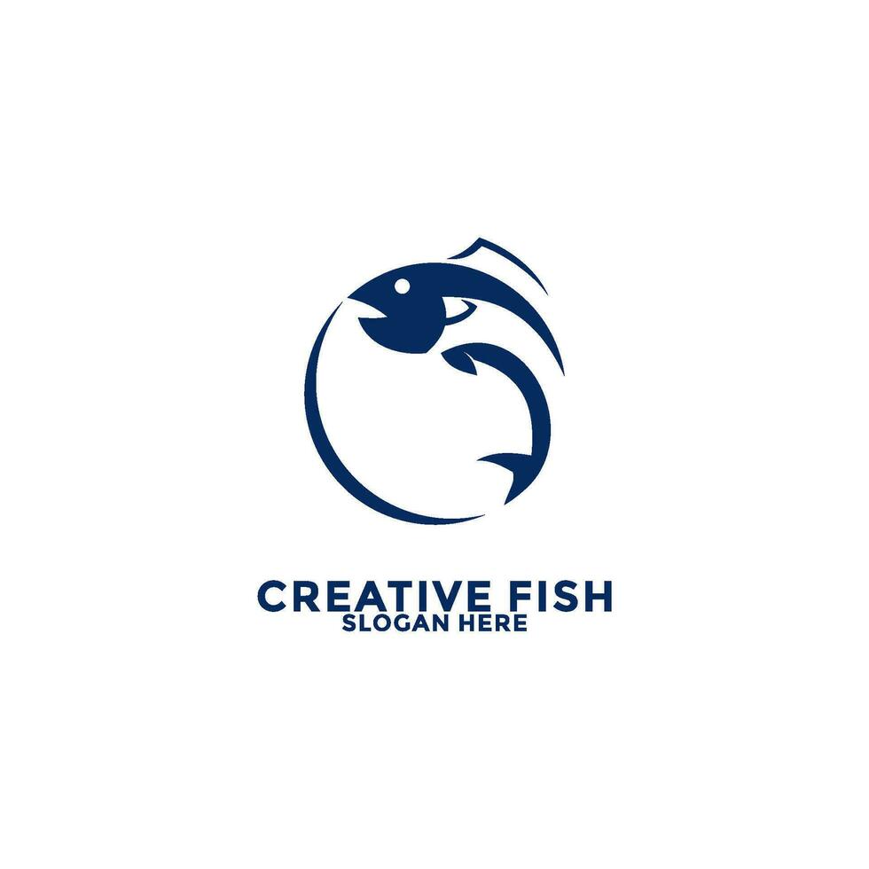 Abstract fish icon logo with blue splash of water vector
