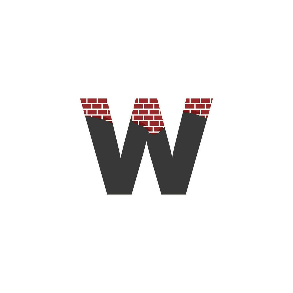letra w con ladrillo pared logo vector diseño edificio compañía, creativo inicial letra y pared logo modelo
