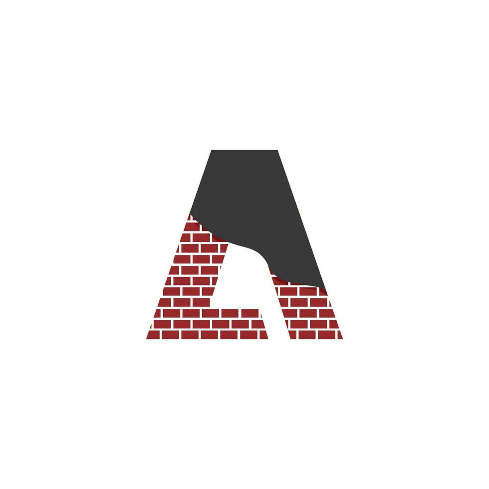 Letter A with Brick Wall logo vector design building company, Creative Initial letter and wall logo template