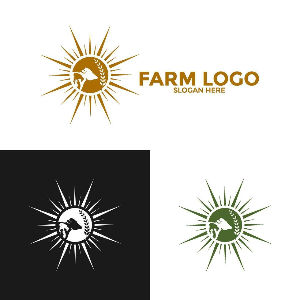 granja animal logo diseño vector, sencillo ganado o granja logo modelo vector