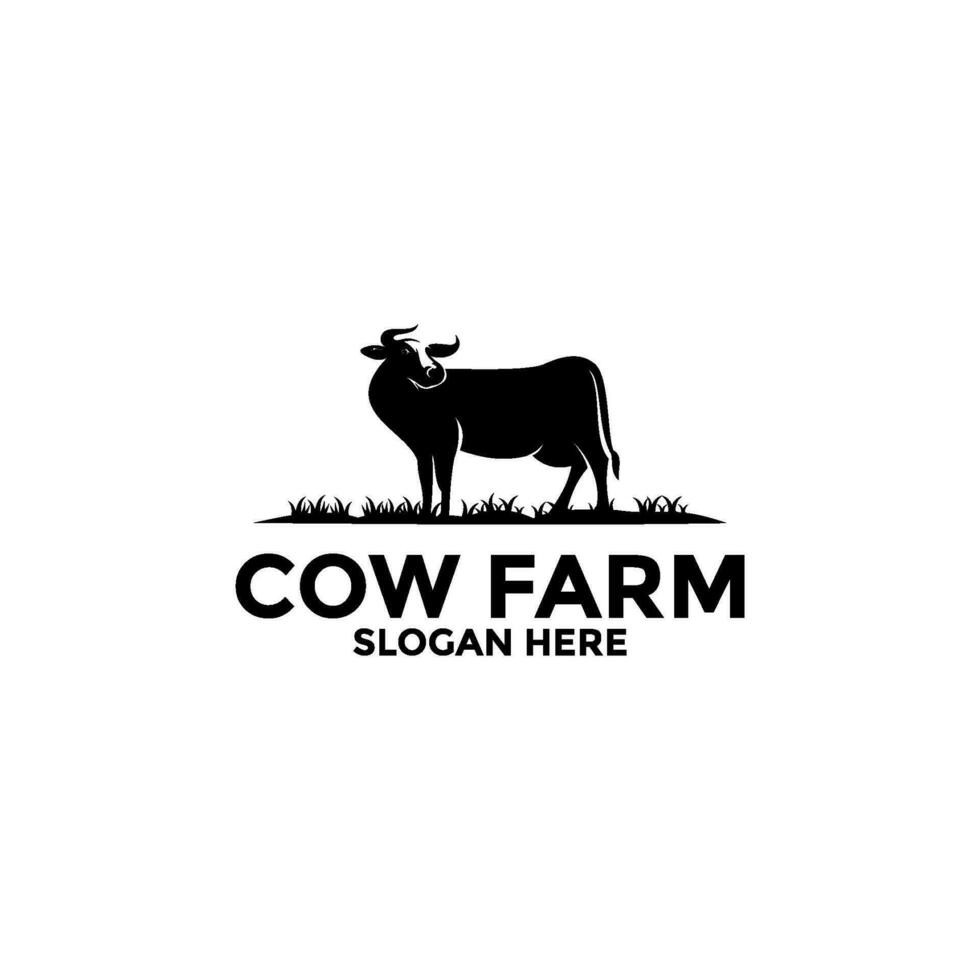 Cow Farm logo design vector template, Livestock logo vector