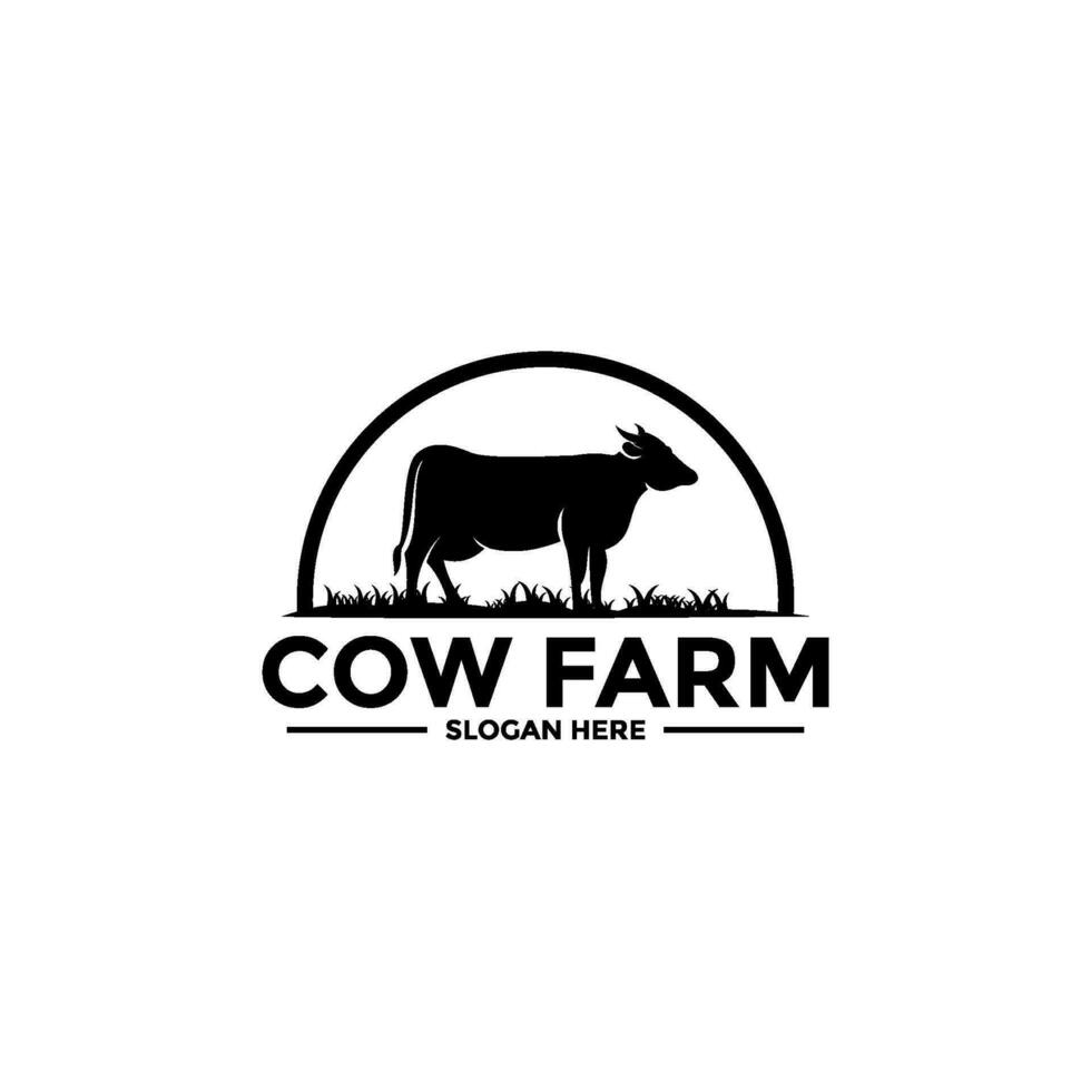 Cow Farm logo design vector template, Livestock logo vector