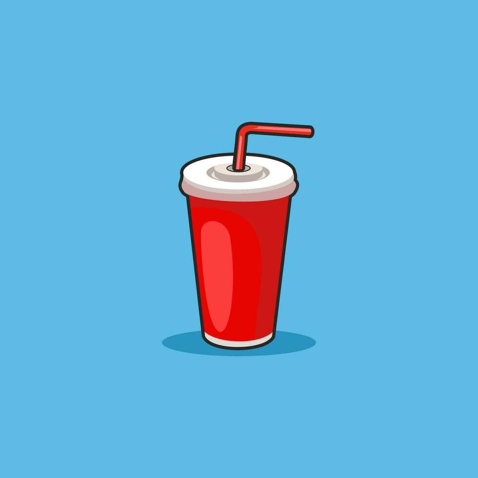 Drink Cup vector on blue background. Soda Vector illustration of fast food. Junk food