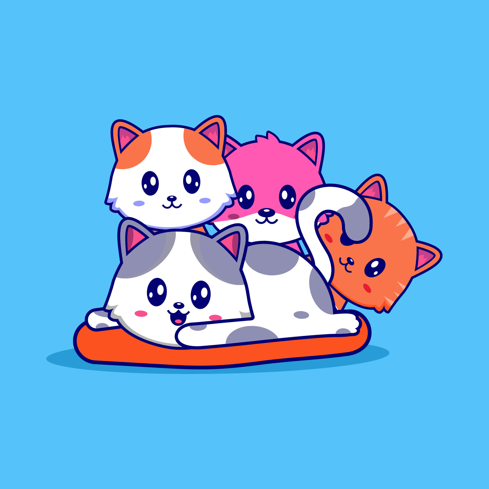Cat cartoon vector icon, cute and kawaii cats vector illustrations, icon cat  anime 