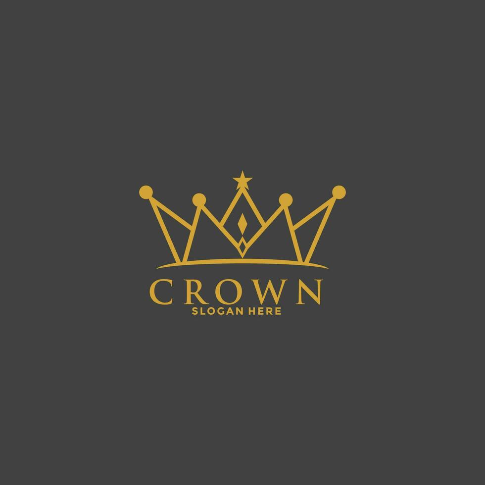 Crown Premium style logo symbol. Royal king icon. Modern luxury brand element sign. Vector illustration.