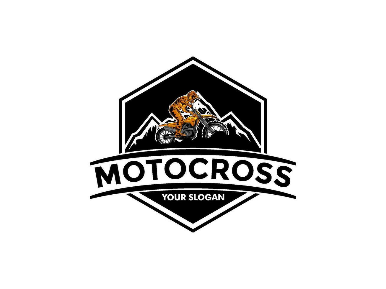 motocross con un jinete en un moto, motocross logo vector ilustración