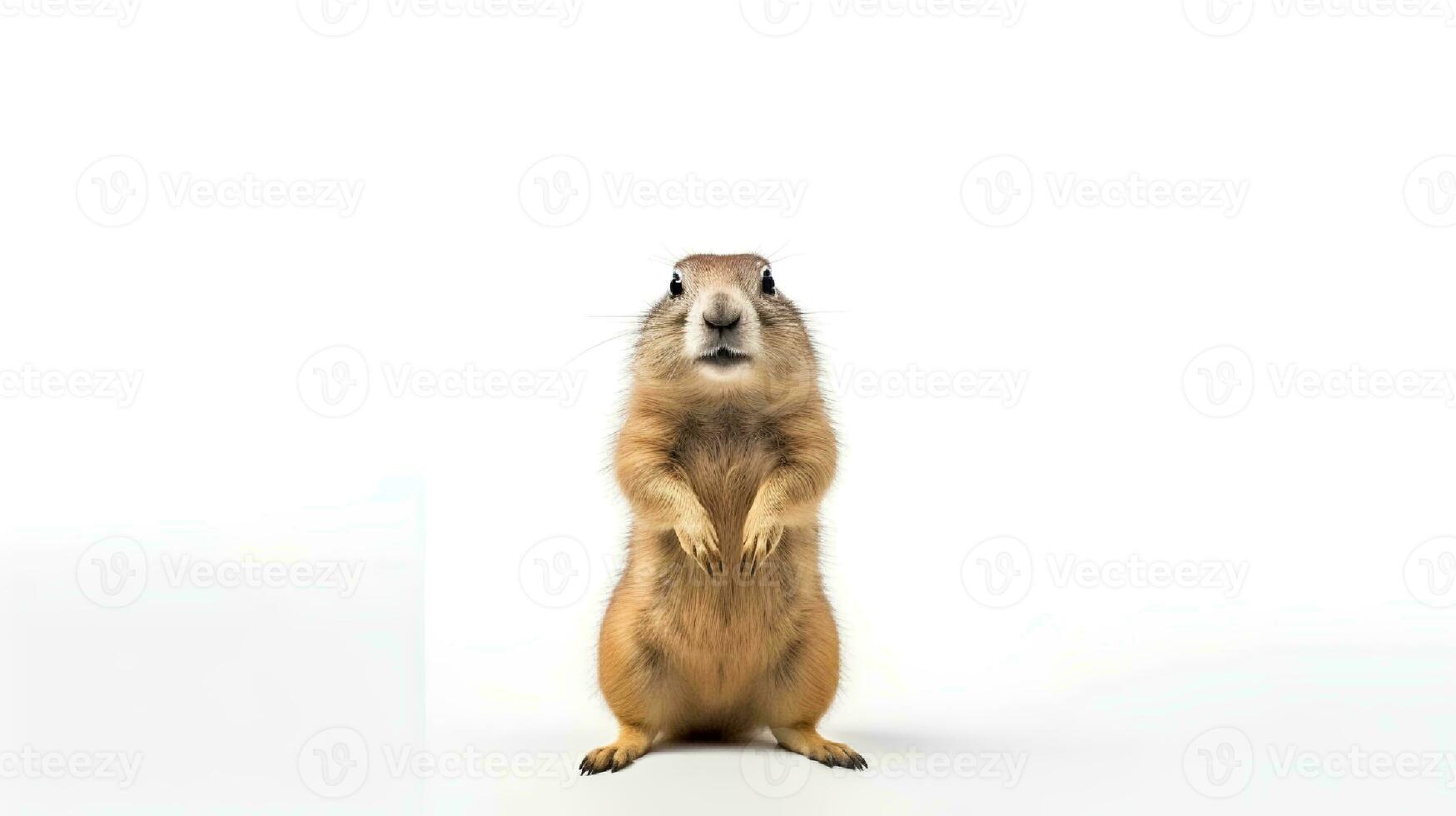 Photo of a prairie dog on white background. Generative AI
