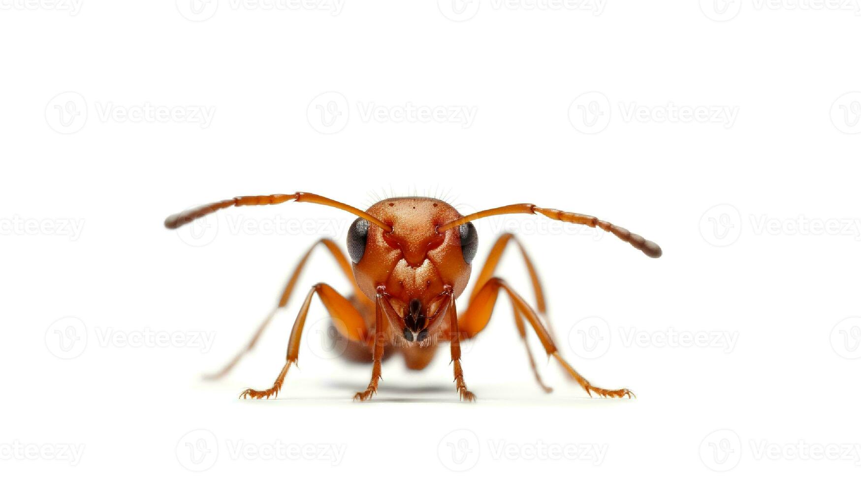 Photo of a fire ant on white background. Generative AI