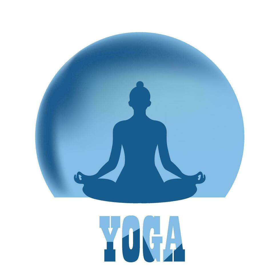 Yoga calligraphy in blue color vector