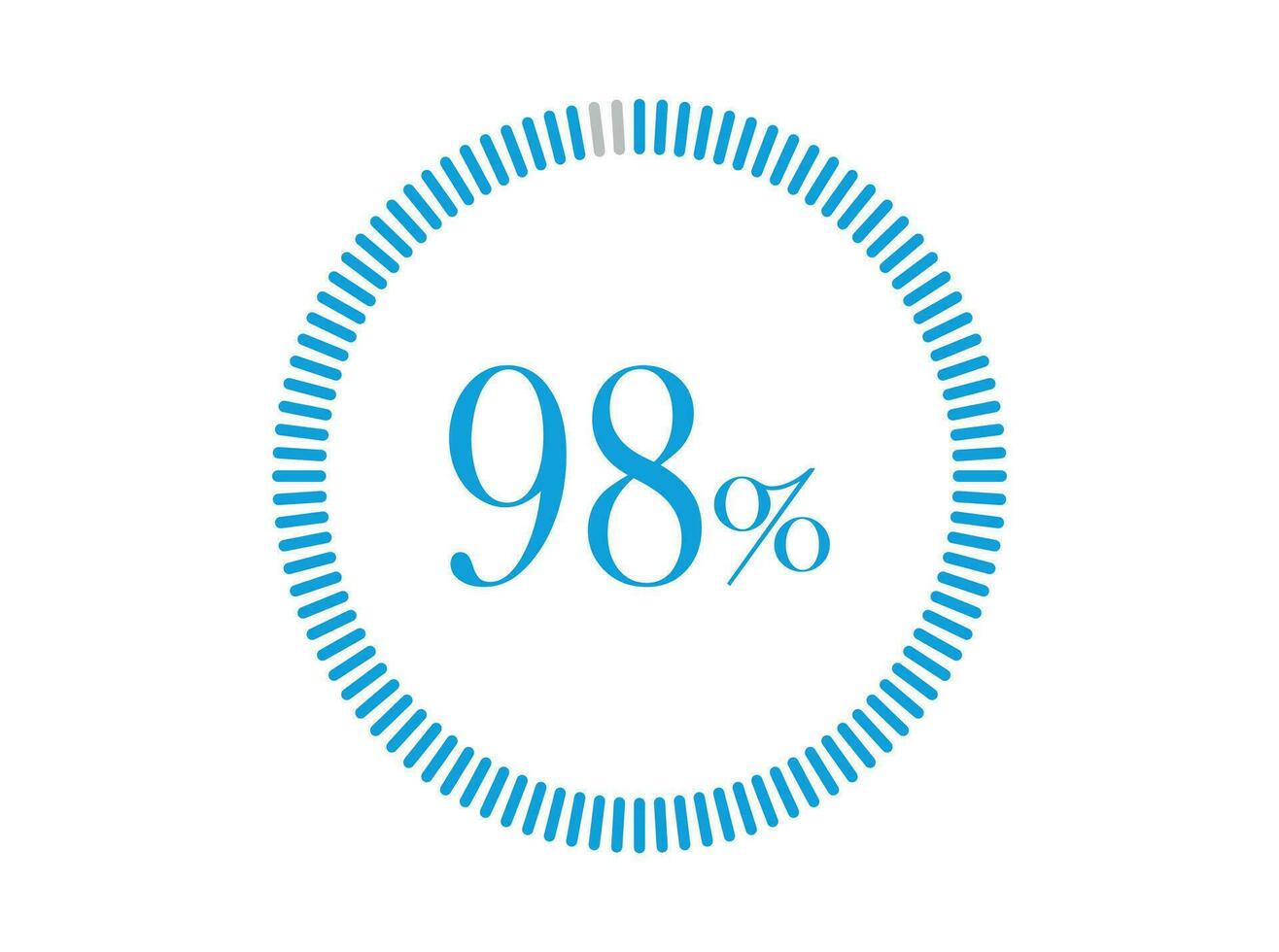 98 Percent Loading. 98 Percent circle diagrams Infographics vector, Percentage ready to use for web design. vector