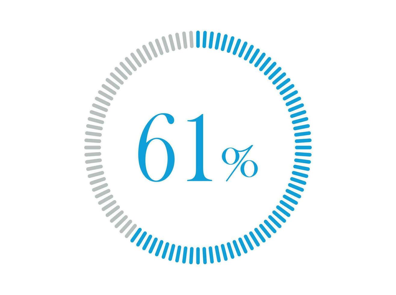 61 Percent Loading. 61 Percent circle diagrams Infographics vector, Percentage ready to use for web design. vector